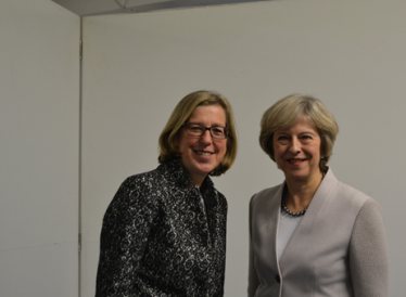 Theresa May and Sarah Newton